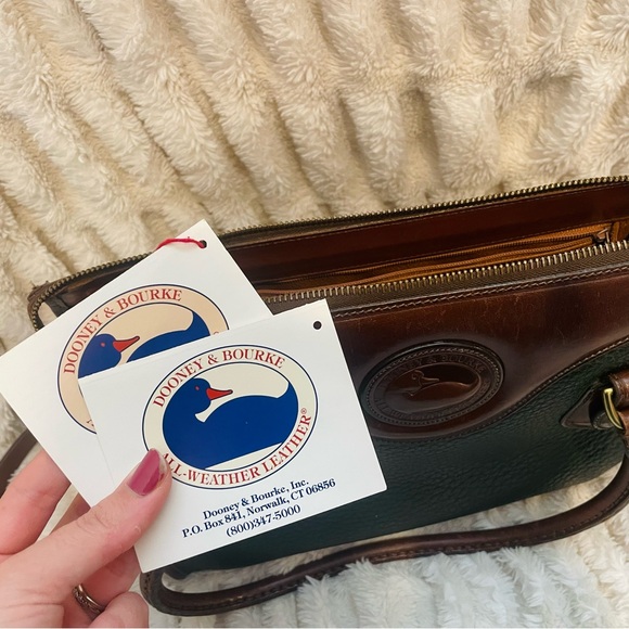 Dooney & Bourke Green and Brown Leather Satchel - Picture 11 of 12